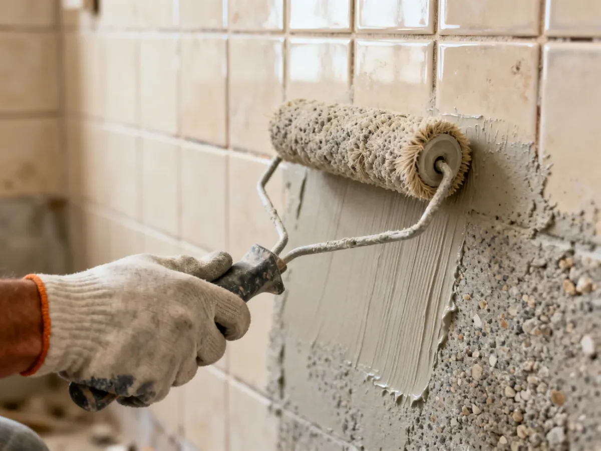 Nakładanie gruntu szczepnego na stare płytki ceramiczne